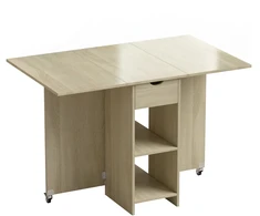 Aosom Sulankstomas valgomojo stalas 114,5x70x75 cm natūralus, su saugojimo vieta