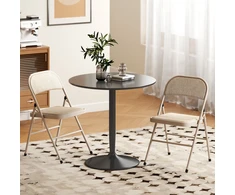 Aosom Sulankstomų kėdžių rinkinys 2 vnt. 45x46x78 cm, smėlio spalvos, metalinis rėmas