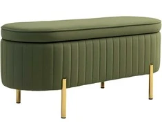 Aosom Suoliukas, 108x44x43.5 cm, Žalias, Audinio apmušalas