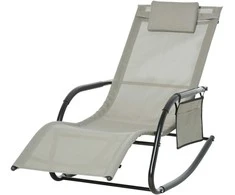 Aosom Supamasis krėslas 150x62x88 cm juoda pilka, metalas