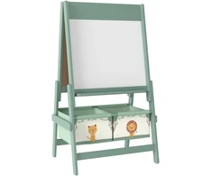 Aosom Vaikiška molbertas 3-in-1, lenta, baltoji lenta, popieriaus ritinys, 54x46x94 cm, žalia, medis