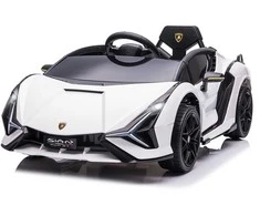 Aosom Vaikiška paspiriama mašina Lamborghini SIAN 108x62x40 cm balta, metalas