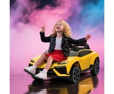 Aosom Vaikiškas elektrinis automobilis 101,5x49x43 cm geltonas, plastikas