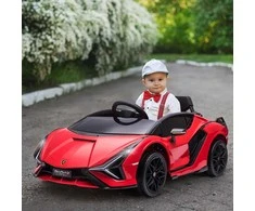 Aosom Vaikiškas elektrinis automobilis Lamborghini SIAN 108x62x40 cm raudonas, metalas, žaislinė transporto priemonė