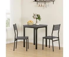 Aosom Valgomojo komplektas 3 dalių Stalas ir 2 kėdės 60x60x76 cm Pilka MDF ir metalas