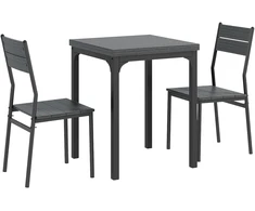 Aosom Valgomojo komplektas 3 dalių Stalas ir 2 kėdės 60x60x76 cm Pilka MDF ir metalas