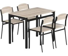 Aosom Valgomojo komplektas 5 dalių valgomojo stalas su 4 kėdėmis 100x63x76,5 cm juodas
