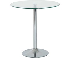 Aosom Valgomojo stalas, 70x74.5 cm, sidabrinis, stiklas ir metalas