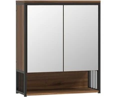 Aosom Veidrodinė spintelė, 56x20x65 cm, ruda, MDF