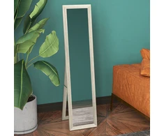 Aosom Veidrodis viso ilgio 37x157 cm Pilkas MDF ir Stiklas