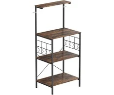 Aosom Virtuvės lentyna, 4 lygių dizainas, 60x42x134,5 cm, ruda juoda, metalas