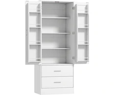 Aosom Virtuvės spintelė 60x40x159 cm Balta MDF