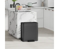 Aosom Virtuvinis šiukšlių dėžė 45,5x36,5x51 cm Juodas metalas ir plastikas