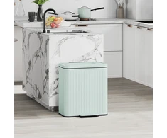 Aosom Virtuvinis šiukšlių dėžė 45,5x36,5x51 cm žalia, metalas ir plastikas