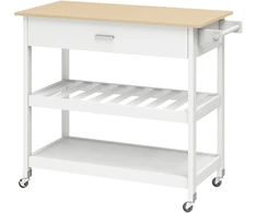 Aosom Virtuvinis vežimėlis 108.8x51x92.5 cm Baltas Saugojimas
