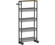 Aosom Virtuvinis vežimėlis 47x13x96,5 cm juodas, laikymas
