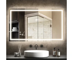 Aosom Vonios kambario veidrodis LED 100x60x3 cm Sidabrinis stiklas