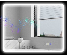 Aosom Vonios veidrodis, 70x90 cm, sidabrinis, LED Bluetooth apsauga nuo rasojimo