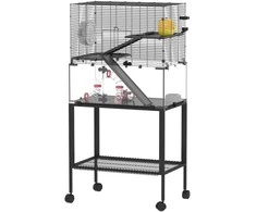 Aosom Žiurkėno narvas, 77x49x130.5 cm, juodas, plienas ir plastikas
