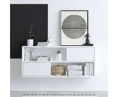 Asir Sieninė lentyna su stalčiais, 120×50 cm, balta