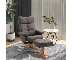 Homcom Fotelis su pufu ir daiktadėže, Televizoriaus fotelis su atsilenkimo funkcija 360° - Rudos spalvos 80 x 86 x 99 cm