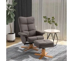 Homcom Fotelis su pufu ir daiktadėže, Televizoriaus fotelis su atsilenkimo funkcija 360° - Rudos spalvos 80 x 86 x 99 cm