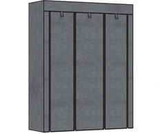 HOMCOM Audinys spinta, spinta su drabužių bėgeliais, 8 lygiai, sulankstoma spinta, sulankstoma spinta miegamajame, prieškambaryje, neaustinis audinys, tamsiai pilka, 125 x 43 x 162,5 cm
