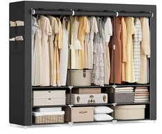 SONGMICS audinio spinta 45 x 188 x 176 cm su 3 pakabinamais skyrius, juoda
