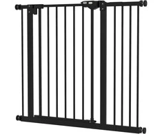 PawHut apsauga durims ir laiptams šunims, užtvaras, 74-80/87-94 cm, naminių gyvūnų apsauga, apsauginės grotelės šunims, įskaitant skirtingus prailginimus, apsauginės grotelės be gręžimo, metalas, plastikas, juoda