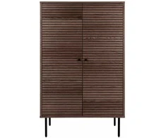 House Aukštas spintelis, Kyoto, 80x40x130 cm, Rūkytos ąžuolo furniruota medžiaga, juoda metalo detalė