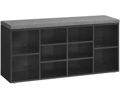 Songmics Batų suoliukas, 30,3x78,5x48 cm, juodas
