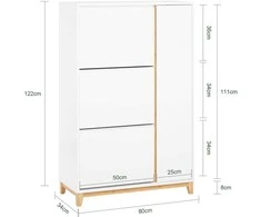Batai spintelė, SoBuy FSR189-WN, 80x34x122 cm, Balta