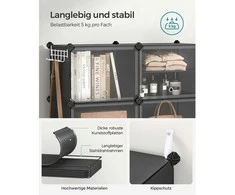 Songmics Batų lentyna su 8 skyriais, juoda