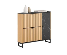 Batų spintelė, SoBuy FSR203-N, 90x24x88 cm, Juoda ir Šviesi Mediena