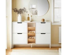 Batus spintelė, SoBuy FSR183-WN, 126x19x85 cm, Balta
