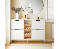 Batus spintelė, SoBuy FSR183-WN, 126x19x85 cm, Balta