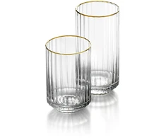 Bazaar Aukštas stiklinis taurė The Golden Sip 6,7x6,7x14 cm auksinė, perdirbtas stiklas