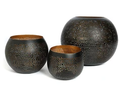 Bazaar Dekoratyvinis rutulys, The Pierced Ball, 22x22x19 cm, juodai auksinė, žalvaris