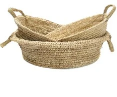 Bazaar Krepšio padėklai, Rafija, 0,43x0,43x0,21 m, Natūralios spalvos
