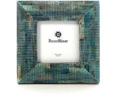 Bazaar Nuotraukų rėmelis The Ocean Ripple 17,5x17,5x1,5 cm turkio spalvos, kaulas