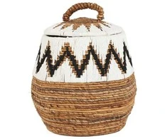 Bazaar Paplūdimio krepšys, 44x44x47 cm, balta, bananų lapai