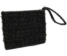 Bazaar Piniginė, juoda su karoliukais, 0,1x0,14x0,02 m, juoda