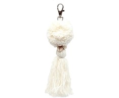 Bazaar Raktų pakabukas, Pompom, 0,04x0,04x0,15 m, Balta