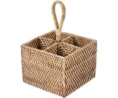 Bazaar Stalo įrankių dėklas 18x18x28 cm rudos spalvos rotangas