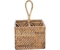 Bazaar Stalo įrankių dėklas 18x18x28 cm rudos spalvos rotangas