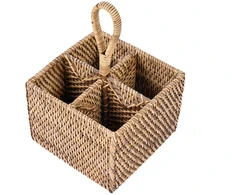 Bazaar Stalo įrankių dėklas 18x18x28 cm rudos spalvos rotangas