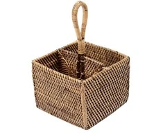 Bazaar Stalo įrankių dėklas, 18x18x29 cm, rudas, rotangas