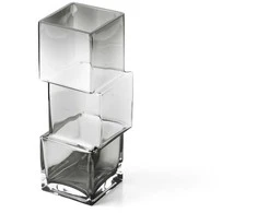 Bazaar Vaza 11x11x30 cm Tamsiai pilka Perdirbtas stiklas
