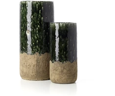 Bazaar Vaza, The Moss Cylinder, 18x18x38 cm, Žalia, Akmens keramika