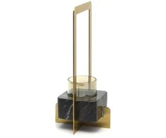 Bazaar Žvakidė Marbre d’Or 18x18x31 cm auksinė juoda, žalvaris